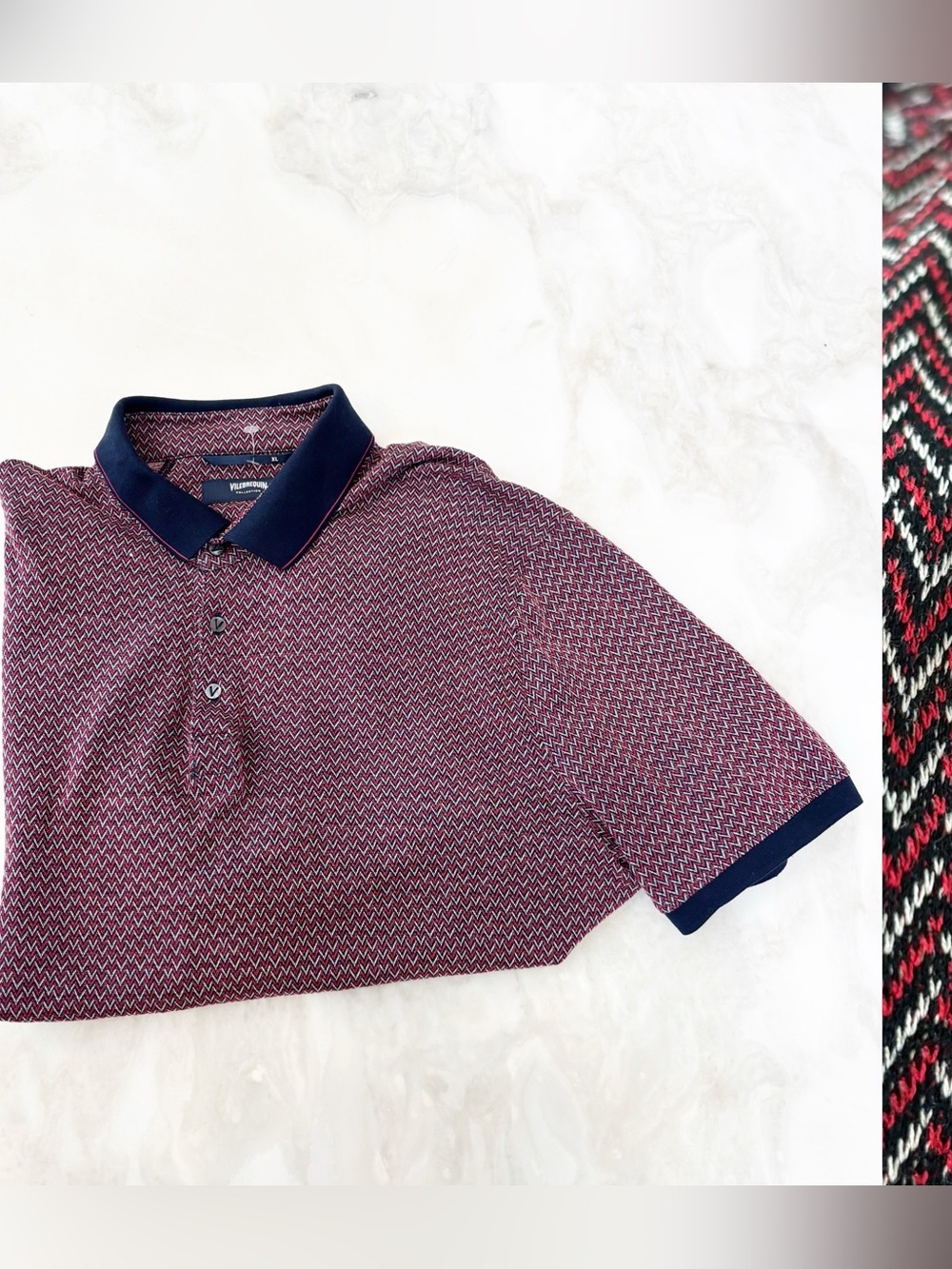 Vilebrequin Men’s Pattern Cotton Knit Polo Shirt Size XL Red Blue